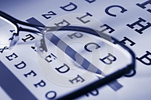 Snellen chart and spectacles photo