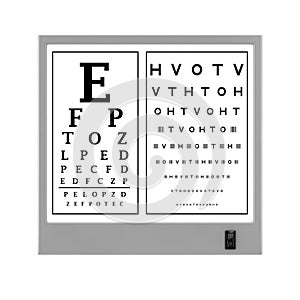 Snellen Eye Chart Test Light Box . 3d Rendering