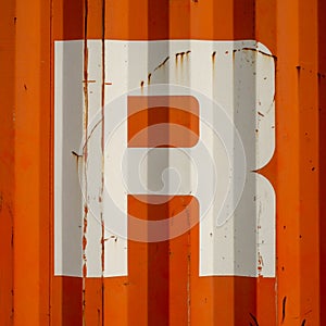 Sngle letter R on an orange corrugatedl background photo