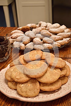 Snickerdoodle and crescent cookies.