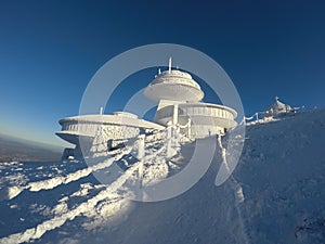 Sniezka highest mountain in Polish Karkonosze during winter time photo