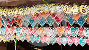 Gingerbread Heart and Smiley Face Souvenir on Display in Stall for Sale