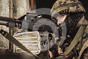 Sniper aiming at the target