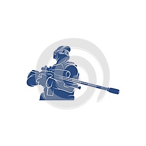 Sniper army logo design template, vector graphics to design