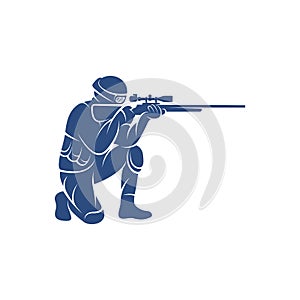 Sniper army logo design template, vector graphics to design