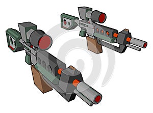 Sniper gun for shooting the target vector or color illustration