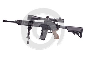 Sniper rifle with bipod isolated on a white background photo