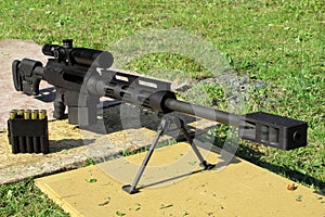 Sniper rifle caliber .50 BMG in front