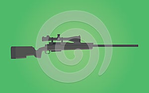 Sniper rifle gun isolated with green background