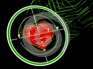 Sniper rifle sight with heart