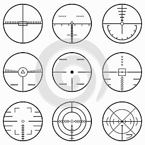 Sniper scope isolated monochrome symbols photo