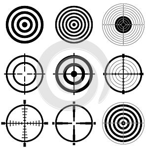 Sniper scope and shooting target icons