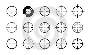 Sniper sight, symbol. Crosshair, target set of icons. Vector illustration