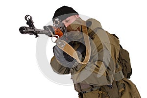 Sniper with SVD sniper rifle photo