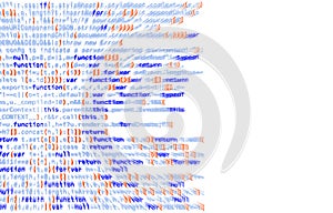 Snippet of Web Developer code. JavaScript is random pieces of program code.
