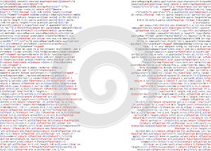 Snippet of Web Developer code. JavaScript is random pieces of program code.