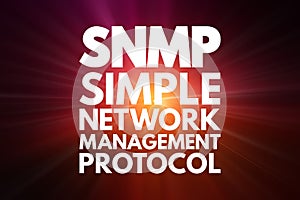 SNMP - Simple Network Management Protocol acronym, technology concept background
