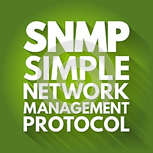 SNMP - Simple Network Management Protocol acronym, technology concept background