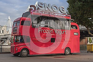The Snog Frozen Yogurt red double decker bus