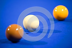 Snooker Balls on Blue Felt