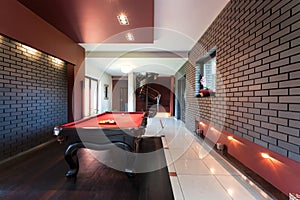 Snooker table in luxury interior photo