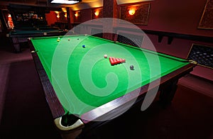 Snooker Table, set up for game
