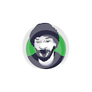 Snoop dog face in vector illustration style with simple green circle background