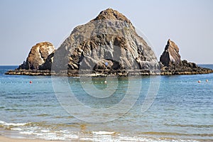 Snoopy island on the Gulf of Oman near the Al Aqah beach