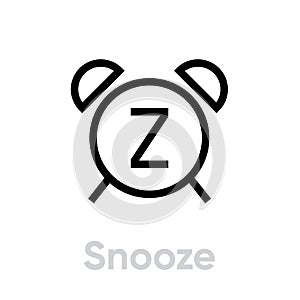 Snooze icon. Editable Vector Outline