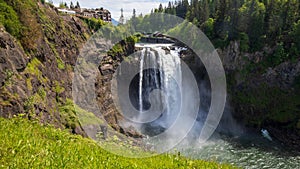 Snoqualmie falls in summer from upper view at Washington State