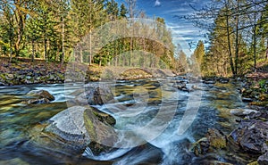 Snoqualmie River in the Cascade Mountains during