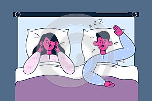 Snore, insomnia, bad sleep concept