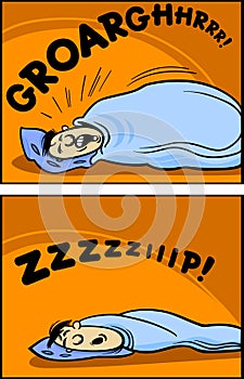 Snoring man cartoon comic illustration