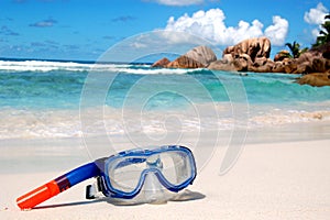 Snorkel equipment on beach