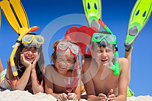 Snorkel kids on beach