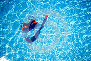 Snorkel mask in the pool