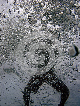 Snorkeler Silohutte Bubbles, Caribbean, Puerto Rico