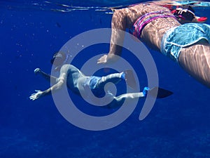 Snorkelers in tropical Maui, Hawaii