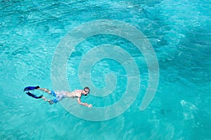 Snorkeling background with blue water