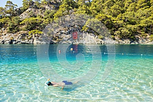 Snorkeling in Blue Lagoon in Oludeniz, Turkey