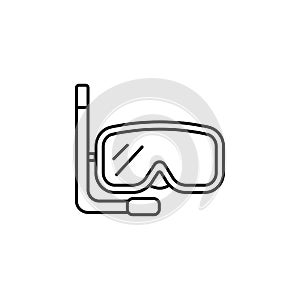 snorkeling, diving mask, sports and competition, dive line icon on white backgro