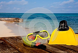 Snorkeling gear on beach