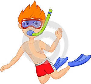 Snorkeling kid cartoon