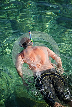 Snorkeling man