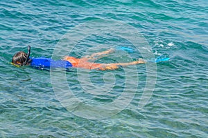 Snorkeling in the Mediterranean at Caesarea National Park in Israel.