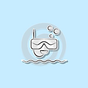 Snorkeling sticker icon. Simple thin line, outline vector of travel icons for ui and ux, website or mobile application