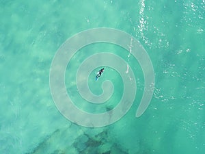 Snorkeling swimmer Tangalooma Shipwrecks off Moreton island, Queensland Australia