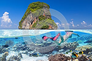 Snorkeling in the tropical water