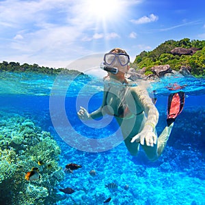 Snorkeling in the tropical water