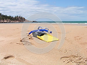 Snorkling gear on the beach